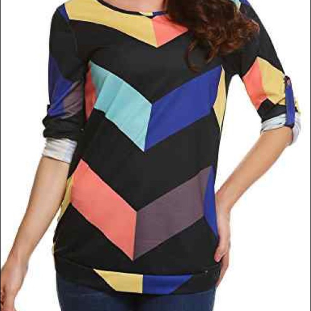 3/4 sleeve chevron striped shirt